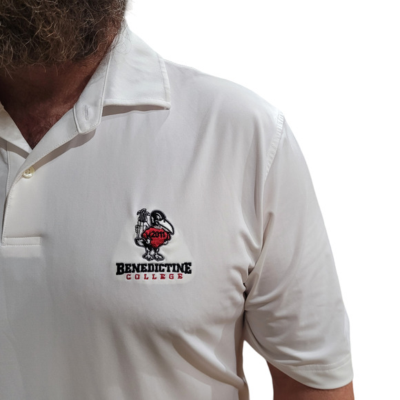 FAIRWAY & GREENE Tech Golf Polo Sz L White Benedictine College 2011 Performance - Picture 2 of 8